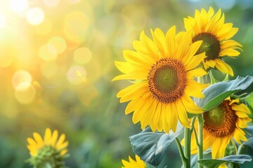 Sunflowers blooming in a field during a beautiful summer day