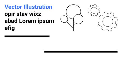 Technology, teamwork, creativity, celebration, process design, innovation. Abstract balloons and gears with text elements. Technology and teamwork concept highlighted for innovation and creativity © robu_s