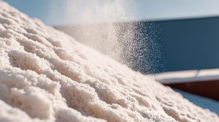 Powdery salt wind dances over a sunlit mound, evoking Solstizio d'Estate, mineral blessings, purification in coastal reverie