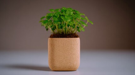 Potted microgreens, lush botanical whispers, urban jungle vibes, Earth Day celebration, mindful green therapy, rustic clay vessel