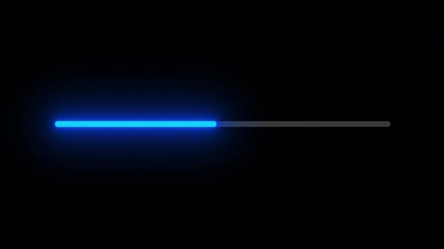 Glowing Blue Progress Bar UI Element With Optional Track Background For Loading Screen. Modern Digital Technology Design Strip For Apps Websites And Software Interfaces