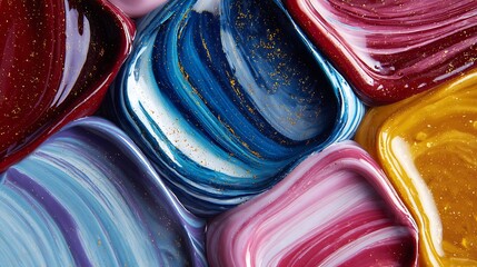 Vibrant colors and unique design swirls create a luxurious abstract background with shades of pink blue and gold with luxury and glossy and style