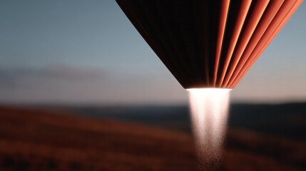 Floating quietly over ochre fields, a hot air balloon's glow reveals a serene dawn, hinting at International Peace Day