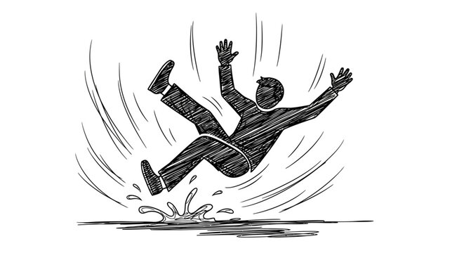 Man Slipping on Wet Floor Accident.