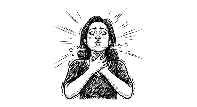 Woman Experiencing Sore Throat and Discomfort.