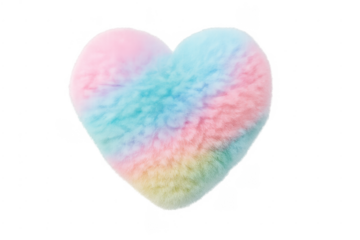 Fluffy rainbow pastel heart symbol of love