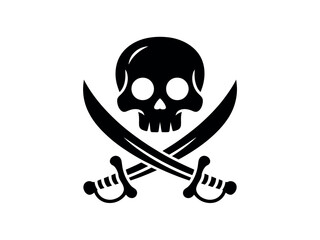 Pirate Skull and Crossed Swords Symbol