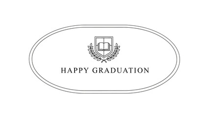 Elegant oval-shaped design with 'Happy Graduation' message, perfect for celebratory announcements