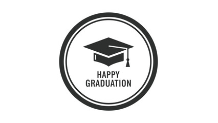 Happy Graduation Icon Celebrating Academic Achievement and Success with a Classic Design