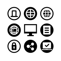 Collection of digital icons representing online services and security