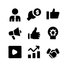 Set of business and marketing icons for strategy and growth