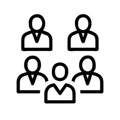 Group of five people icons representing a team or community