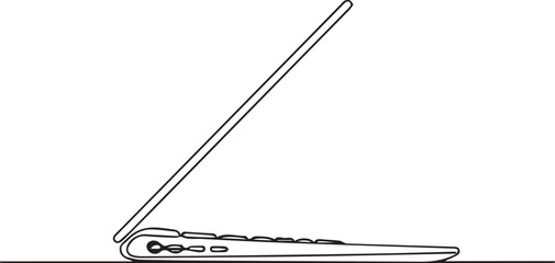 Modern laptop computer in minimalist workspace setting