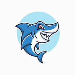 smiling shark mascot illustration logo