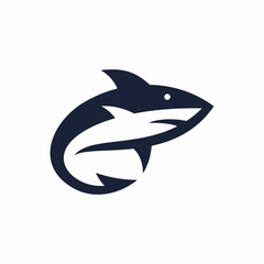 Abstract logo of a shark with a fishing rod shaped tail
