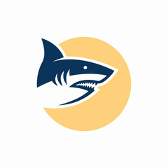 simple shark head logo inside a circle
