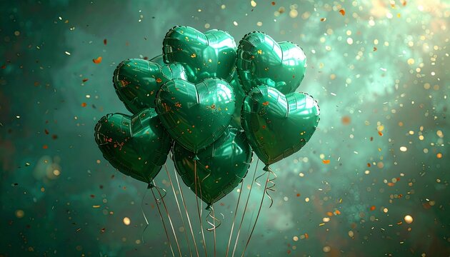 gr&uuml;ne Luftballons in Herzform