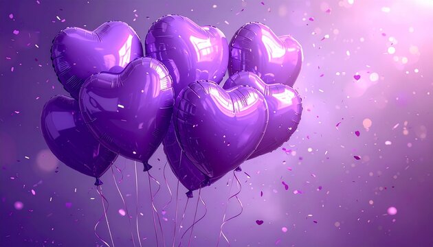 lila Luftballons in Herzform