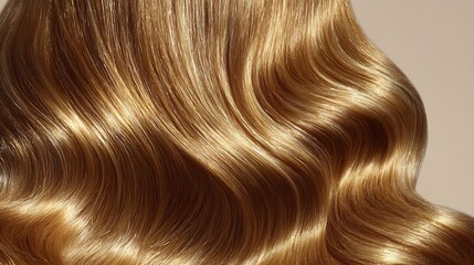 Luxurious long wavy blonde hair with natural light highlights on a neutral background for beauty and fashion concepts with glamour and style