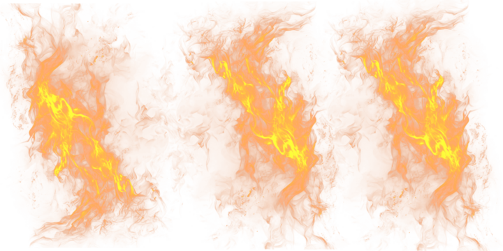 A set of vibrant flames on transparent background - Powered by Adobe