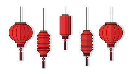 Red Chinese Lanterns Hanging Decor