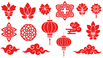 Chinese Lanterns and Floral Decorations for Festival
