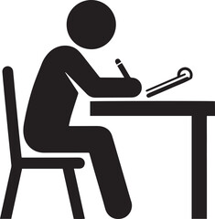 Man working on laptop in office vector illustration