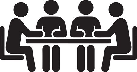 Business people silhouettes in office vector illustration