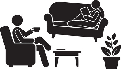 Business person sitting on an office armchair at a desk working on a laptop computer vector illustration