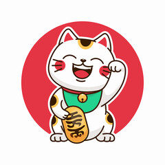 lucky cat mascot logo design
