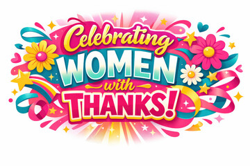 Celebrating Women Banner. Seasonal holiday banner with promotional slogan, bright high-impact gratitude banner focused on respect