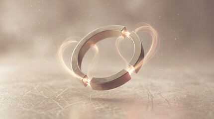 Interlocking rings with glowing connection symbolizing love and partnership