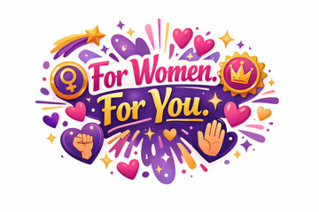 Empowering Women's Banner. Modern flat holiday banner design, vibrant inspirational marketing banner centered on appreciation,