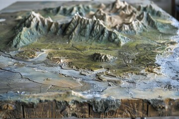 Detailed physical map showing mountain ranges, river systems, and other geographical features