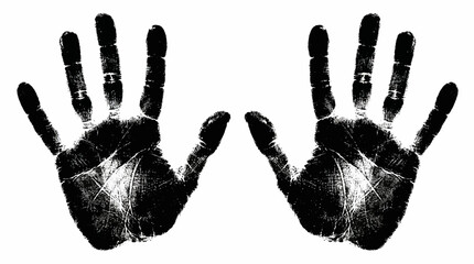 Black Handprint Vector Illustration with Spread Fingers and Ink Texture for Identity Art, Forensic Graphics, and Symbolic Vector Design Projects