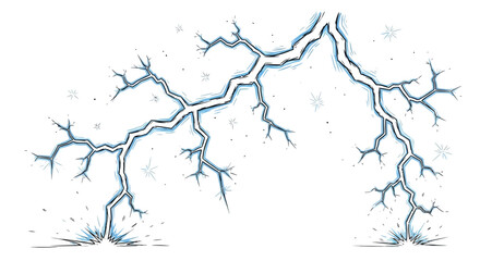 Blue Lightning Bolt Illustration on White Background.
