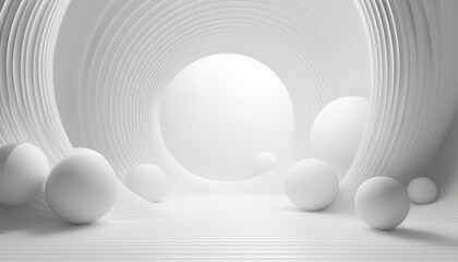 white abstract bubbles round circles background white minimalistic abstract background with white room and spheres with soft light and shadows