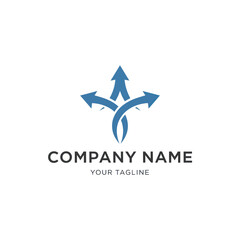 Obraz premium Blue Logo Design with Four Arrows.