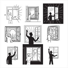 Person Looking Outside Window Future Vector Art