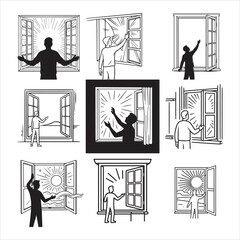 Window Opening Toward Hope Concept Illustration