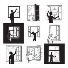 Black Vector Person Window Opportunity Scene