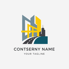 Stylized Cityscape Logo Template Design Element.