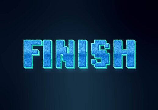 Blue Pixel Art Text Effect Glowing Blocky Pixelated Font