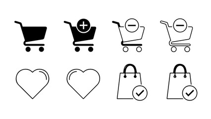 Shopping and approval icons isolated on white background, Vector