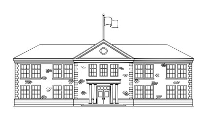 Historic school building with classic architecture isolated on white background, Vector