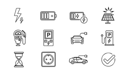 Assorted technology and energy icons isolated on white background, Vector