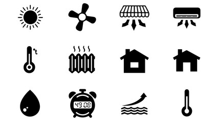 Weather and climate icons isolated on white background, Vector