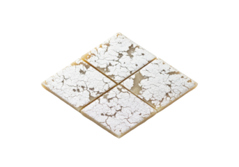 powdered sugar dusted square cookies with golden edges