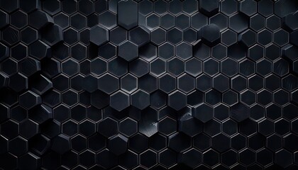 Dark Hexagonal Pattern - A Textured Abstract Background with Geometric Shapes.