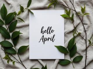 Handwritten Hello April Note With Green Leaves